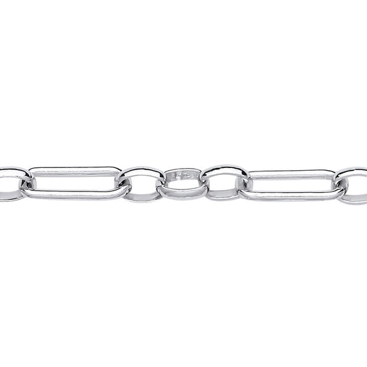 Silver  Figaro Oval Paperclip Belcher Chain Bracelet - GVB532