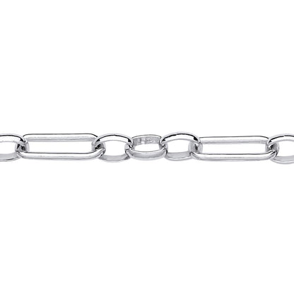 Silver  Figaro Oval Paperclip Belcher Chain Bracelet 5mm 7.5 inch - GVB532