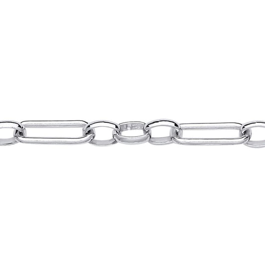 Silver  Figaro Oval Paperclip Belcher Chain Bracelet 5mm 7.5 inch - GVB532