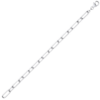 Silver  Oval Pill Paper Clip Chain Bracelet - GVB533
