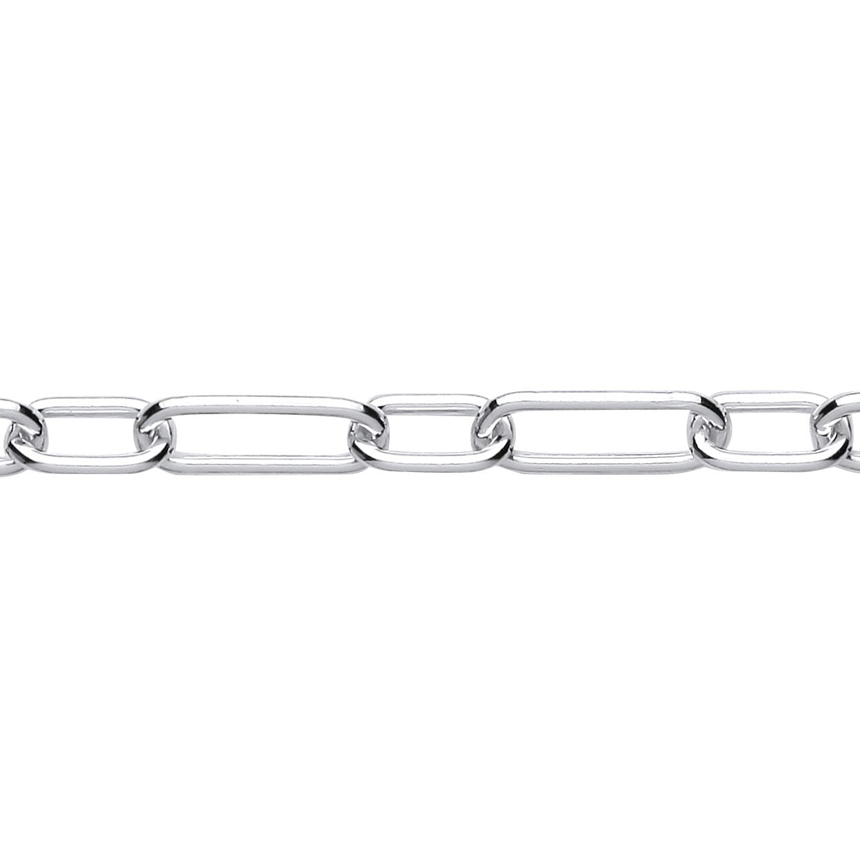 Sterling Silver  Oval Pill Paper Clip Chain Bracelet 5mm 7.5 inch - GVB533