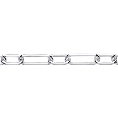Sterling Silver  Oval Pill Paper Clip Chain Bracelet 5mm 7.5 inch - GVB533