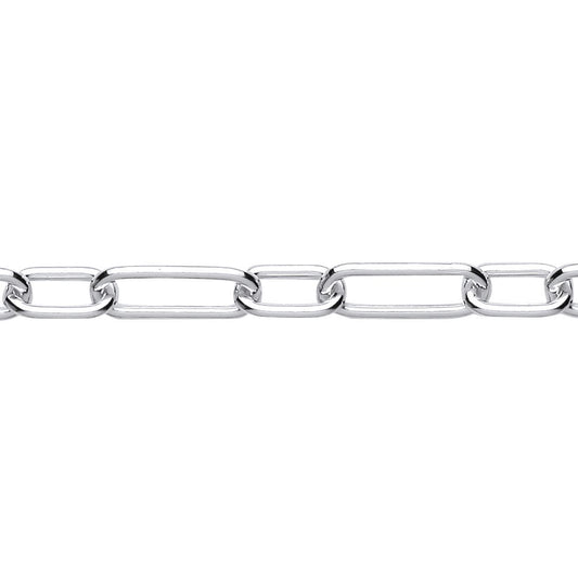 Sterling Silver  Oval Pill Paper Clip Chain Bracelet 5mm 7.5 inch - GVB533