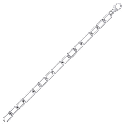 Silver  Chunky Oval Pill Paper Clip Chain Bracelet - GVB534