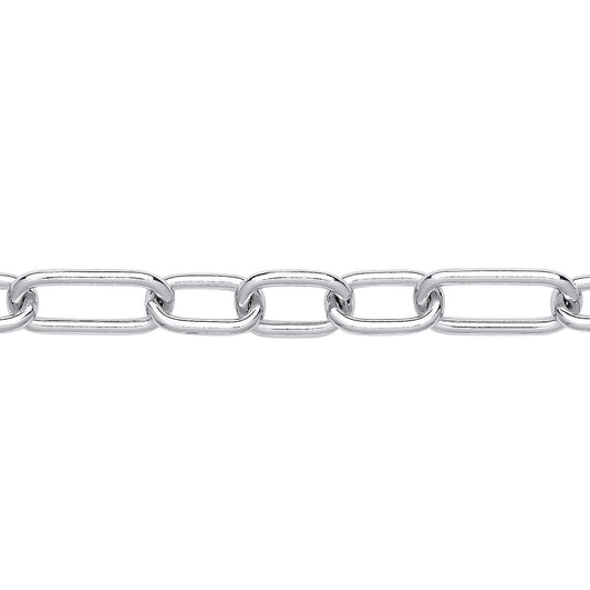 Silver Chunky Oval Pill Paper Clip Chain Bracelet 8mm 7.5 inch - GVB534
