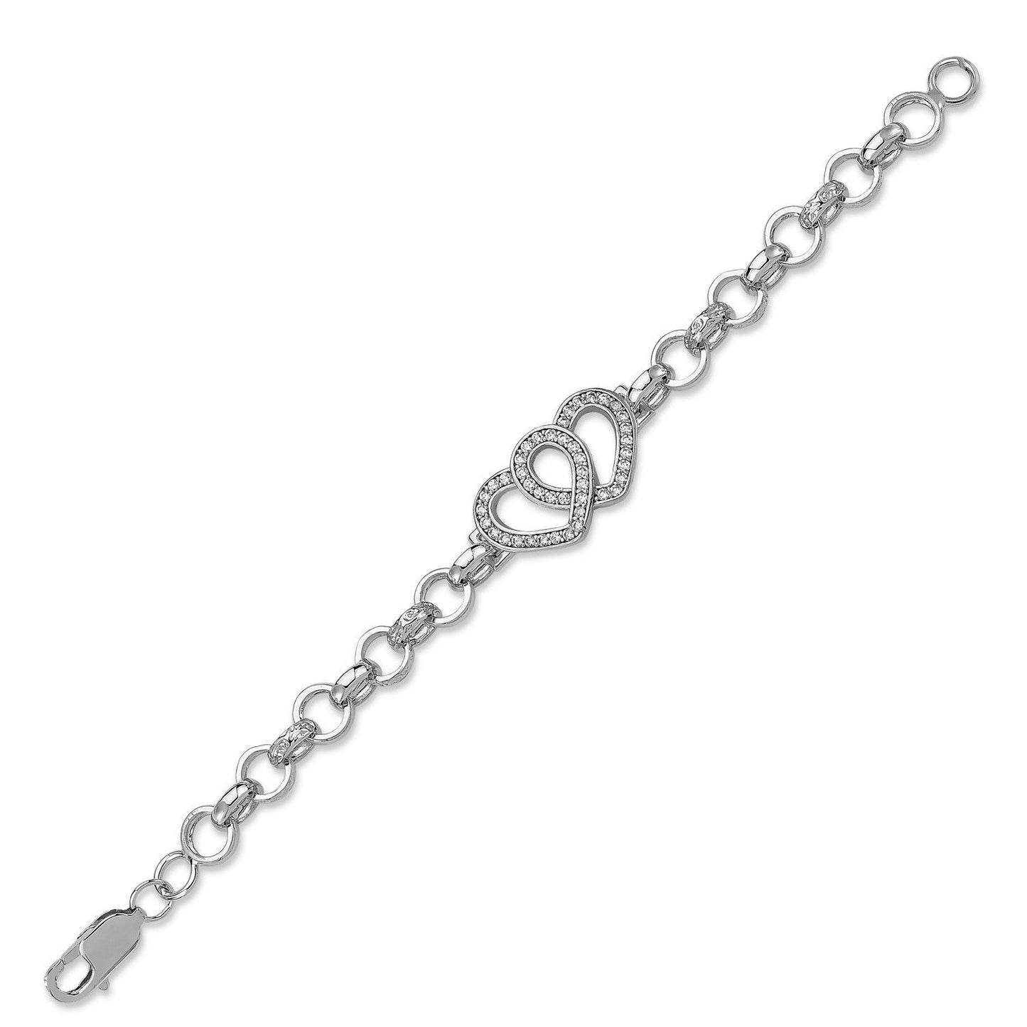 Kids Silver  CZ Infinity Entangled Hearts Belcher Bracelet 7mm - GVB544
