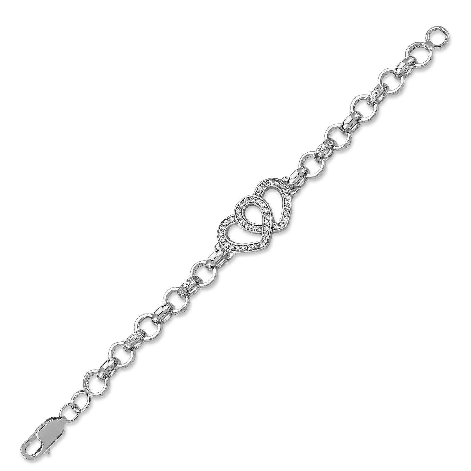 Kids Silver  CZ Infinity Entangled Hearts Belcher Bracelet 7mm - GVB544