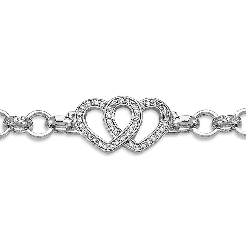 Kids Silver  CZ Infinity Entangled Hearts Belcher Bracelet 7mm - GVB544