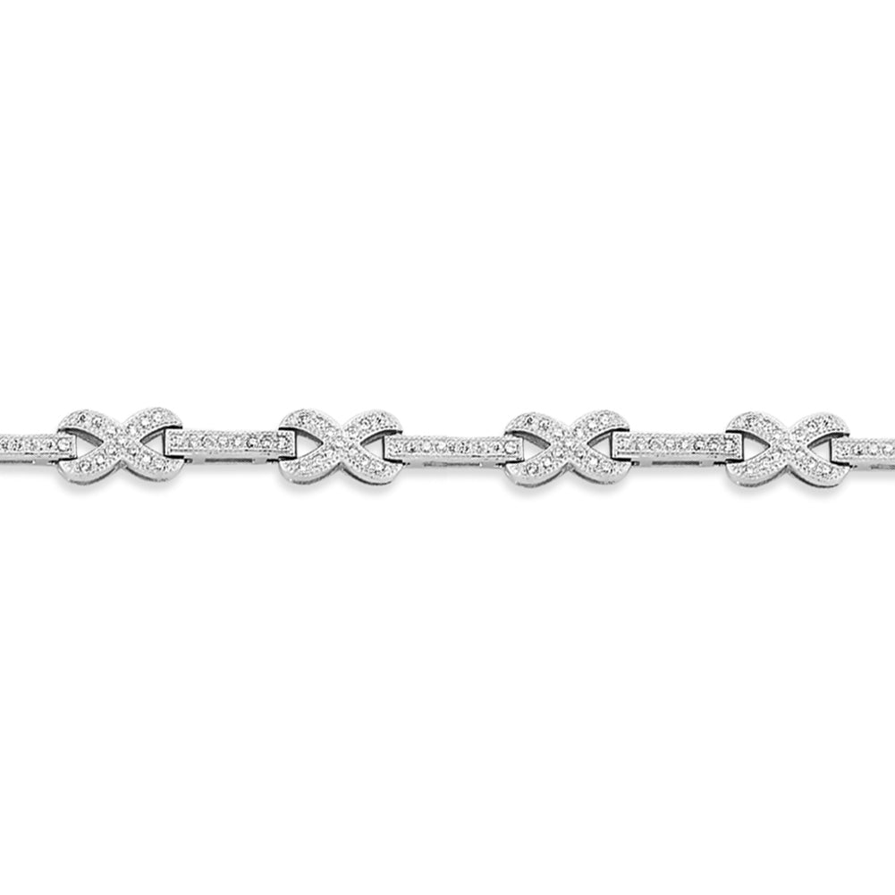 Silver  Infinity Kisses & Bars Tennis Bracelet - GVB545