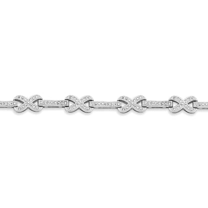 Silver  Infinity Kisses & Bars Tennis Bracelet - GVB545
