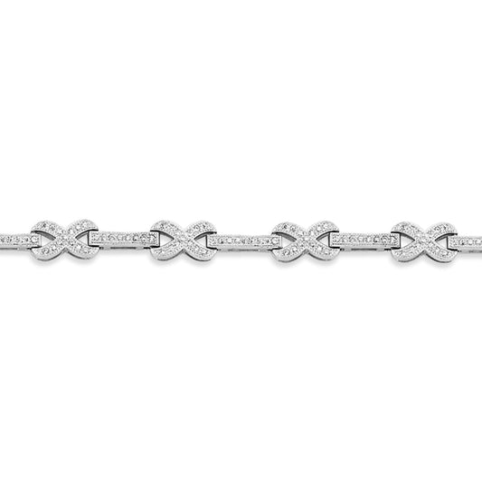 Silver  Infinity Kisses & Bars Tennis Bracelet - GVB545
