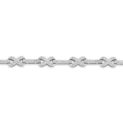 925 Silver  CZ Infinity Kisses & Bars Tennis Bracelet 6mm 7 inch - GVB545