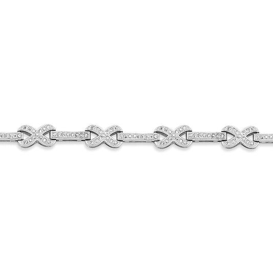 925 Silver  CZ Infinity Kisses & Bars Tennis Bracelet 6mm 7 inch - GVB545