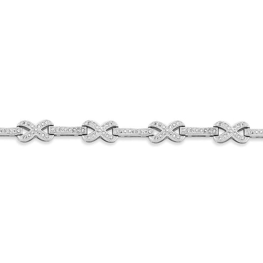 925 Silver  CZ Infinity Kisses & Bars Tennis Bracelet 6mm 7 inch - GVB545