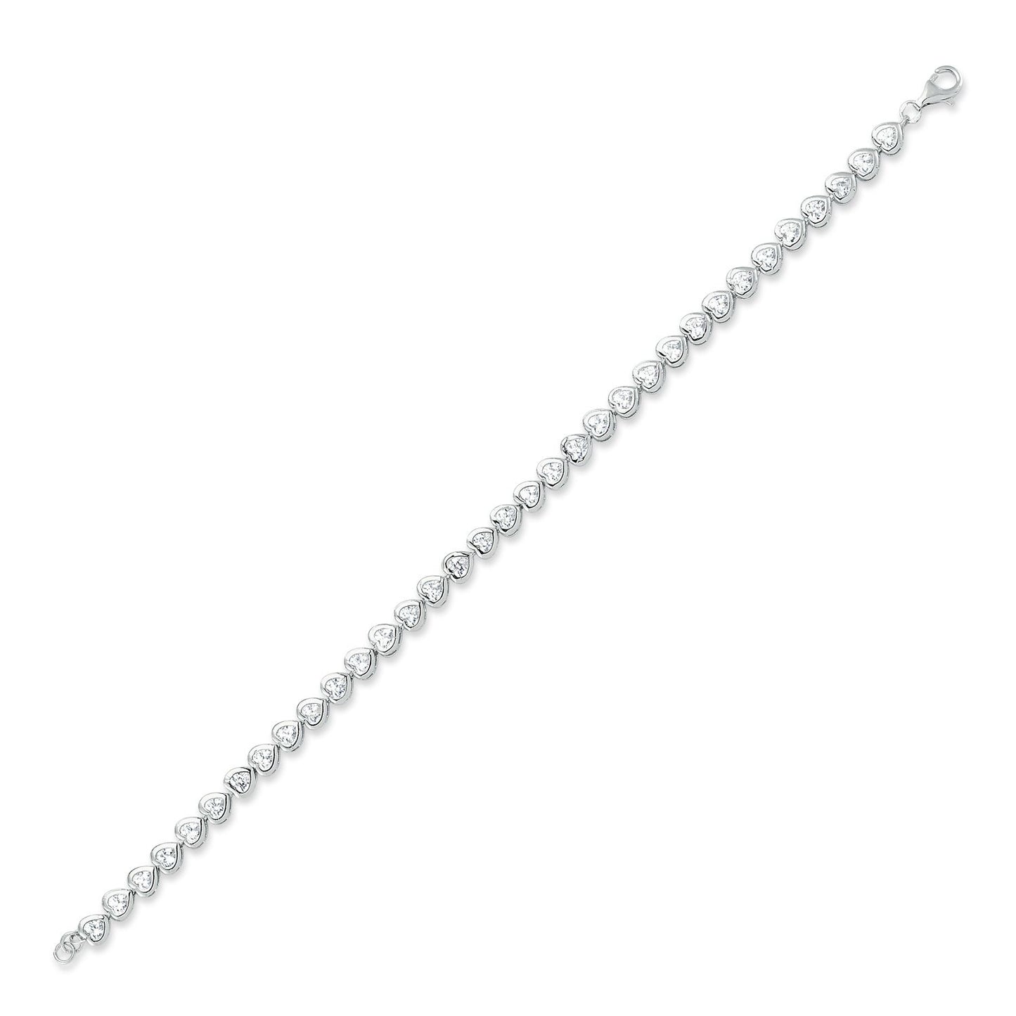 Sterling Silver  Heart CZ Love Hearts Tennis Bracelet 5mm 7.5 inch - GVB547
