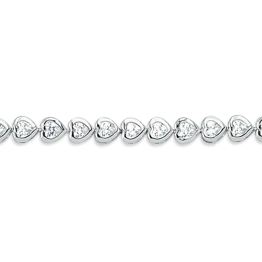 Silver  Love Hearts Tennis Bracelet - GVB547