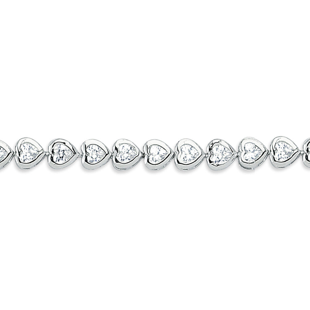 Silver  Love Hearts Tennis Bracelet - GVB547