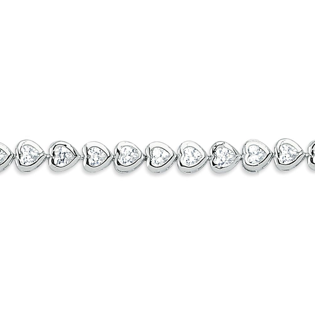 Sterling Silver  Heart CZ Love Hearts Tennis Bracelet 5mm 7.5 inch - GVB547