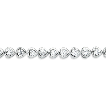 Sterling Silver  Heart CZ Love Hearts Tennis Bracelet 5mm 7.5 inch - GVB547