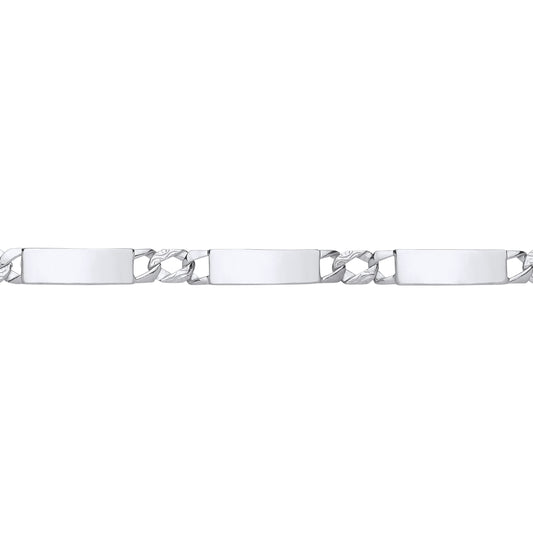 Silver  Triple Bar Hexagonal Patterned Curb ID Bracelet - GVB552