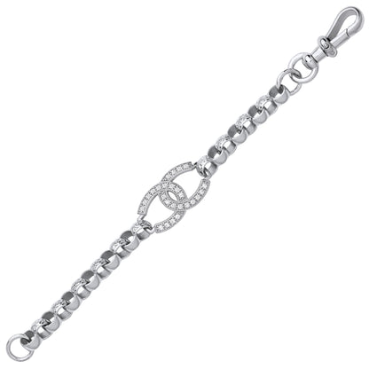 Kids Silver  CZ Interlocked Lucky Horse Shoe Belcher Bracelet 5.5" - GVB557