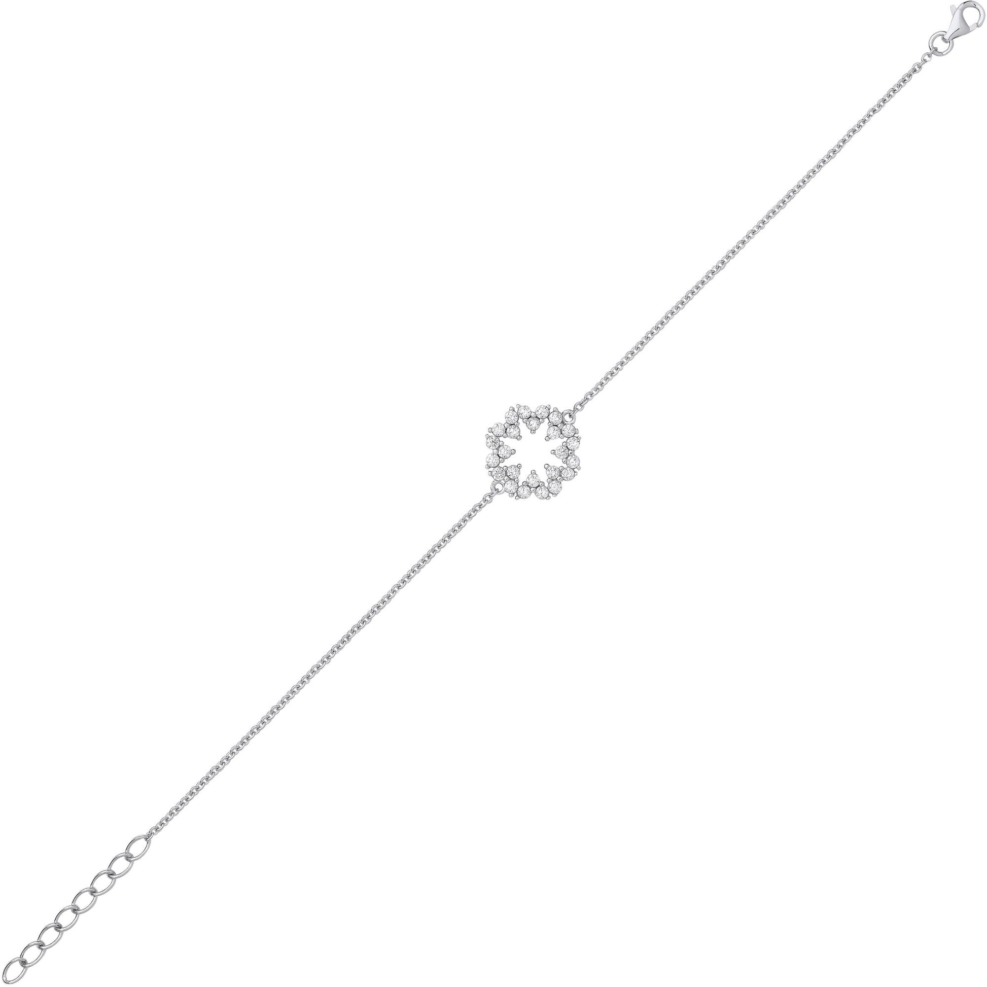 925 Silver  CZ Supernova Cluster Rolo Charm Bracelet 7.25 + 1 inch - GVB565