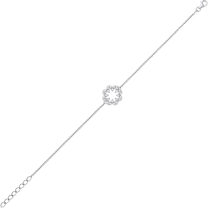 925 Silver  CZ Supernova Cluster Rolo Charm Bracelet 7.25 + 1 inch - GVB565