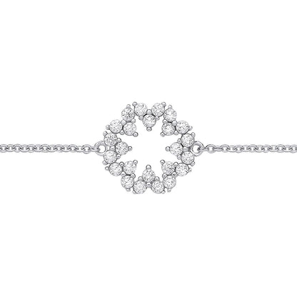 925 Silver  CZ Supernova Cluster Rolo Charm Bracelet 7.25 + 1 inch - GVB565