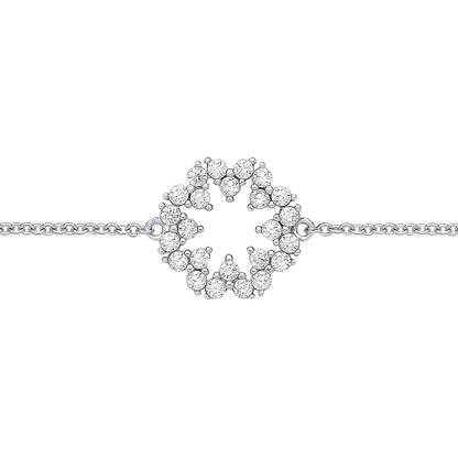 925 Silver  CZ Supernova Cluster Rolo Charm Bracelet 7.25 + 1 inch - GVB565