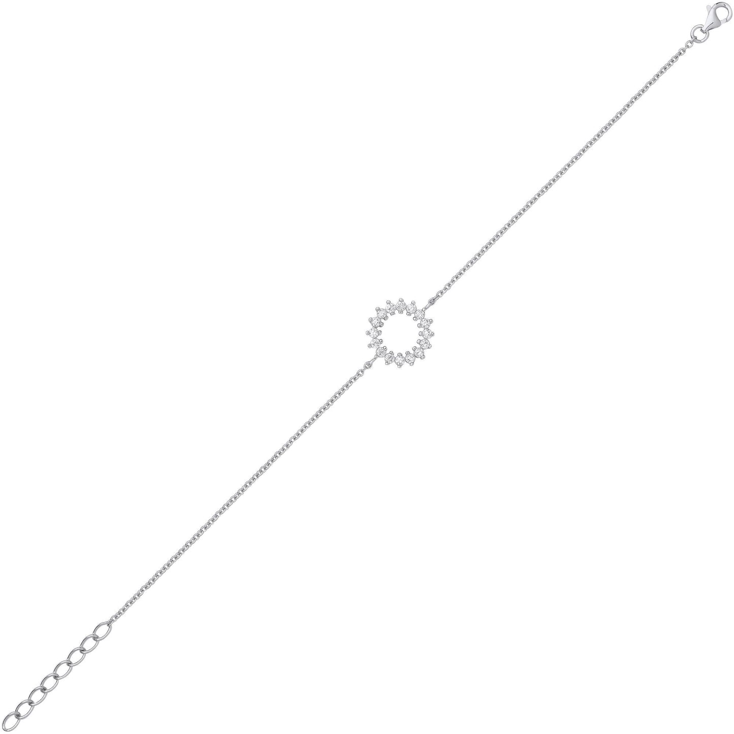 Silver  CZ Supernova Fizzy Cluster Rolo Charm Bracelet 7.25 + 1" - GVB567