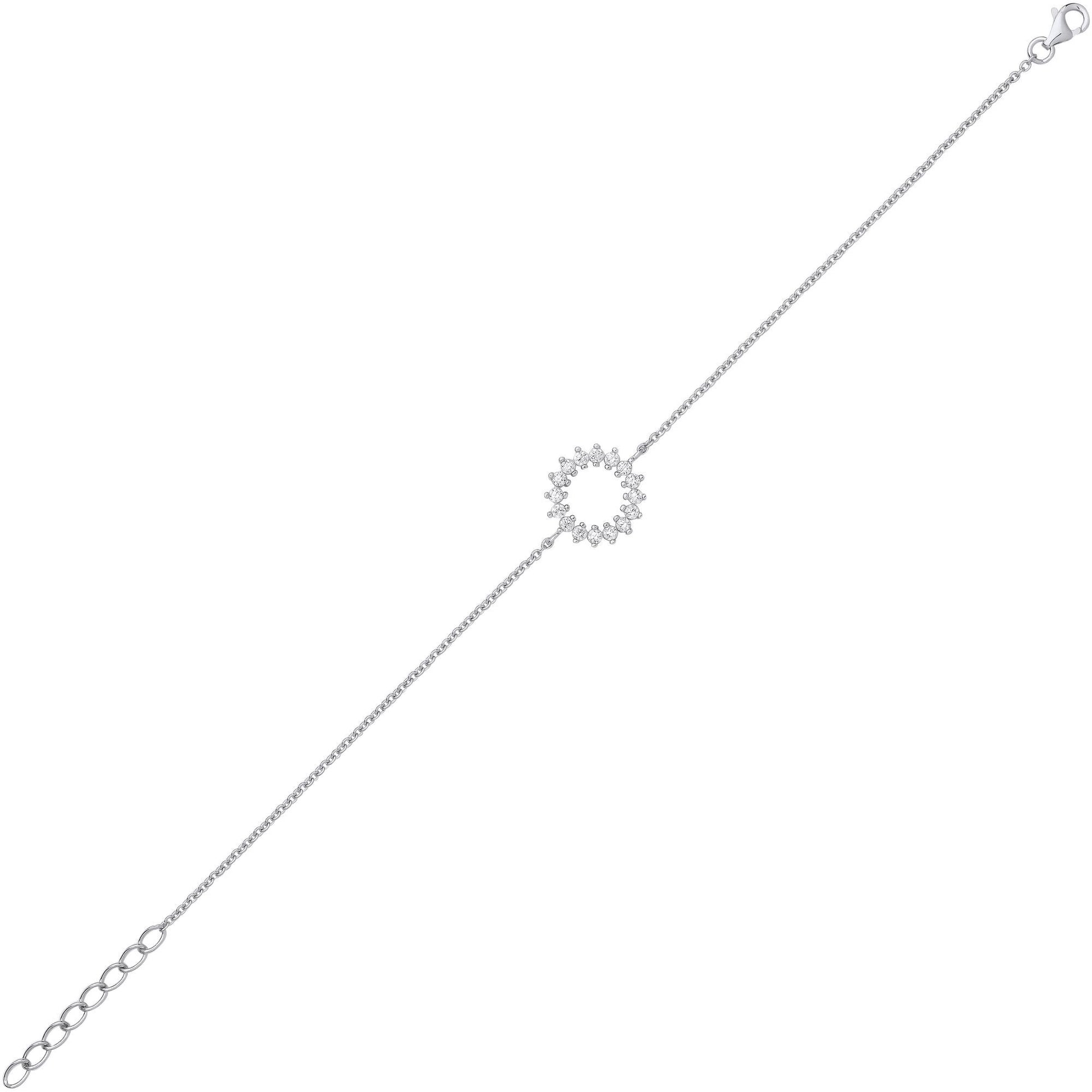 Silver  CZ Supernova Fizzy Cluster Rolo Charm Bracelet 7.25 + 1" - GVB567