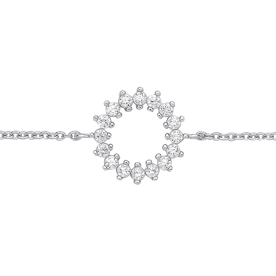 Silver  CZ Supernova Fizzy Cluster Rolo Charm Bracelet 7.25 + 1" - GVB567