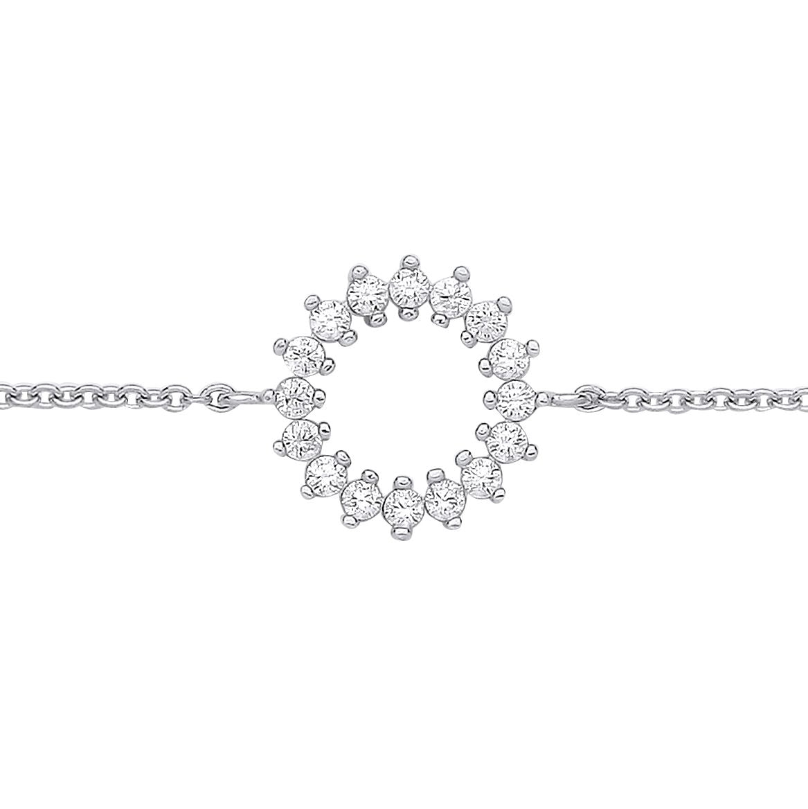 Silver  CZ Supernova Fizzy Cluster Rolo Charm Bracelet 7.25 + 1" - GVB567