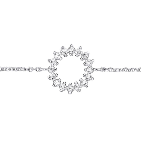 Silver  CZ Supernova Fizzy Cluster Rolo Charm Bracelet 7.25 + 1" - GVB567