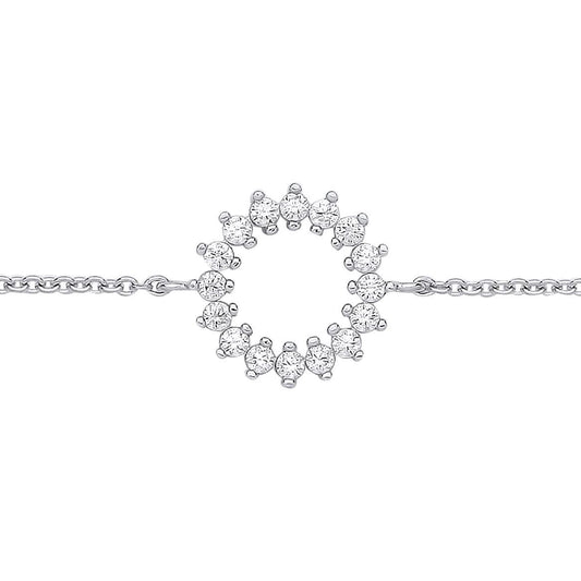 Silver CZ Supernova Fizzy Cluster Rolo Charm Bracelet 7.25 + 1" - GVB567