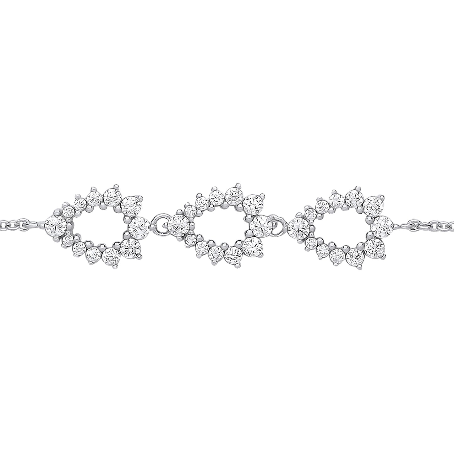 Silver  Triple Fizzy Avocado Cluster Rolo Charm Bracelet - GVB570