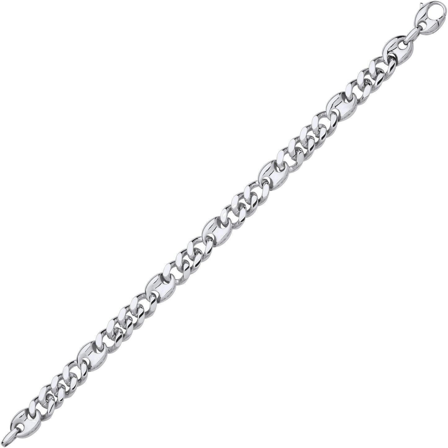 Mens Silver  Coffe Bean Curb 3+1 4+1 Chain Bracelet 9mm 8.5 inch - GVB573