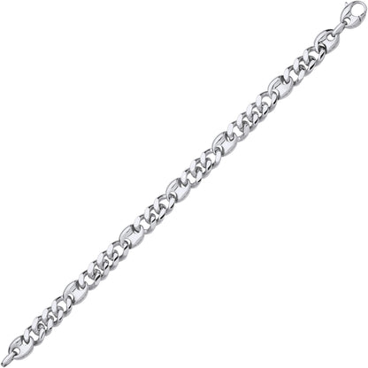 Mens Silver  Coffe Bean Curb 3+1 4+1 Chain Bracelet 9mm 8.5 inch - GVB573