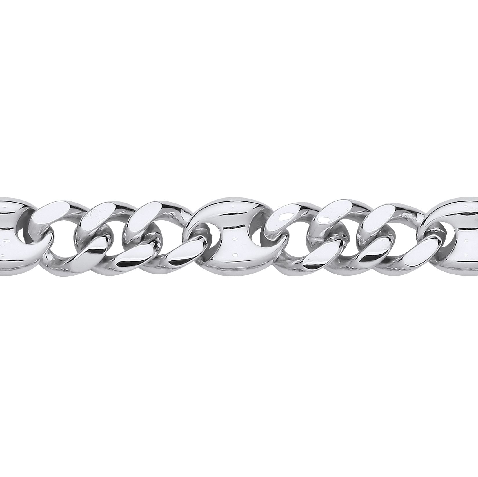 Mens Silver  Coffe Bean Curb 3+1 4+1 Chain Bracelet 9mm 8.5 inch - GVB573