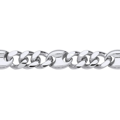 Mens Silver  Coffe Bean Curb 3+1 4+1 Chain Bracelet 9mm 8.5 inch - GVB573