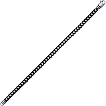 Mens Sterling Silver  Leather Plaited Chain Bracelet 6mm 8.5 inch - GVB577