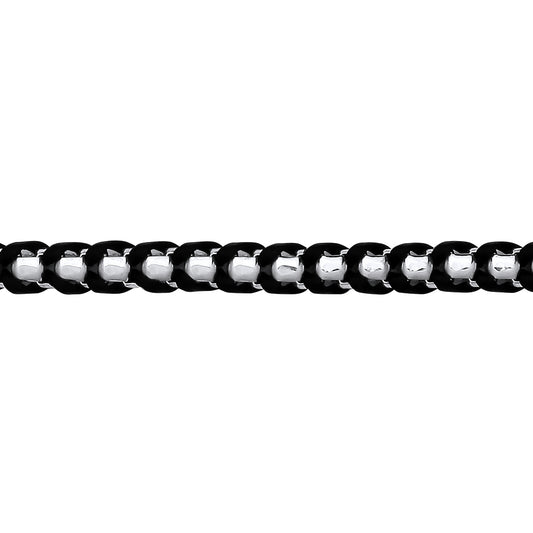 Mens Silver  Leather Plaited Chain Bracelet - GVB578