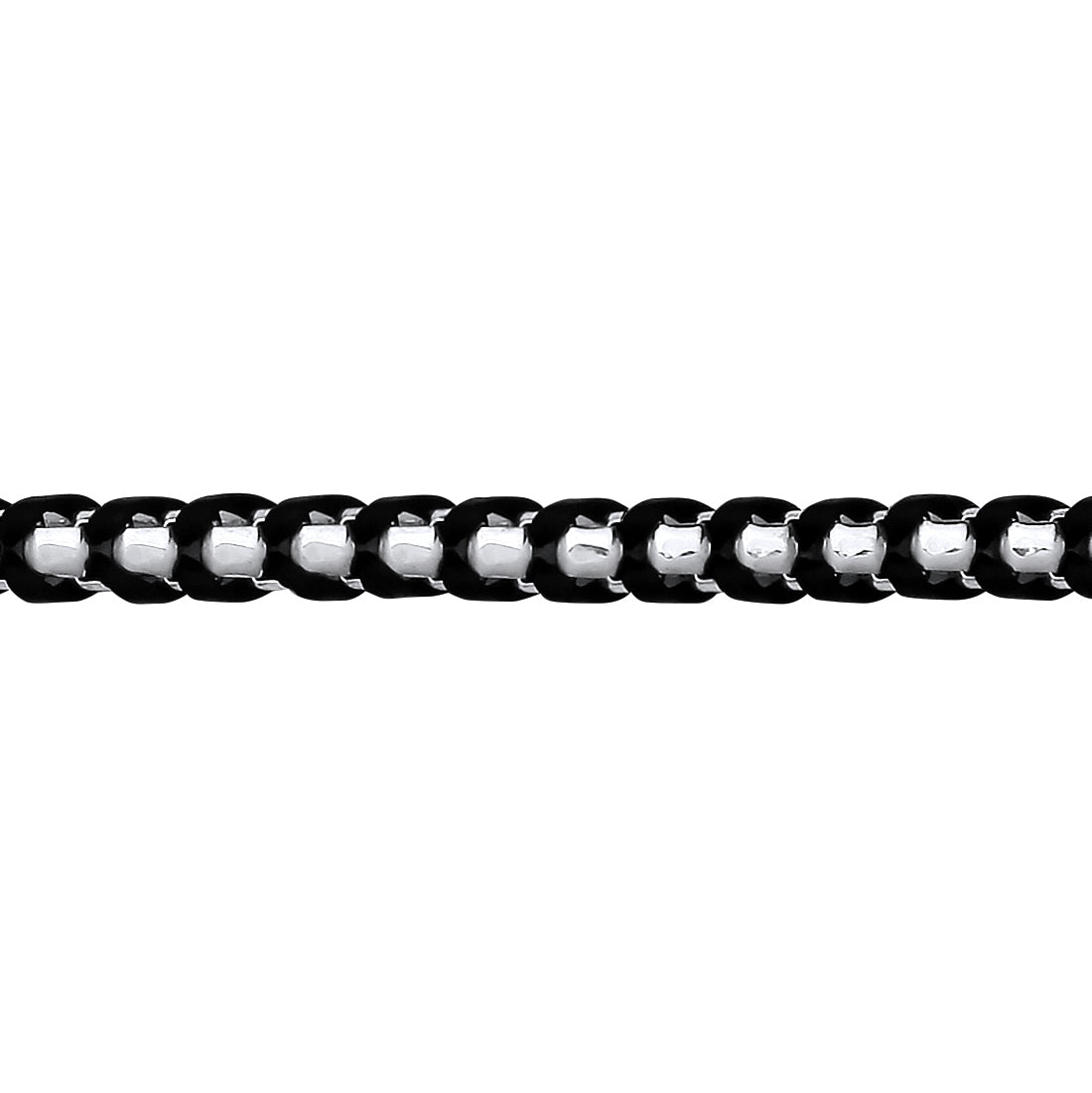 Mens Sterling Silver  Leather Plaited Chain Bracelet 7mm 8.5 inch - GVB578