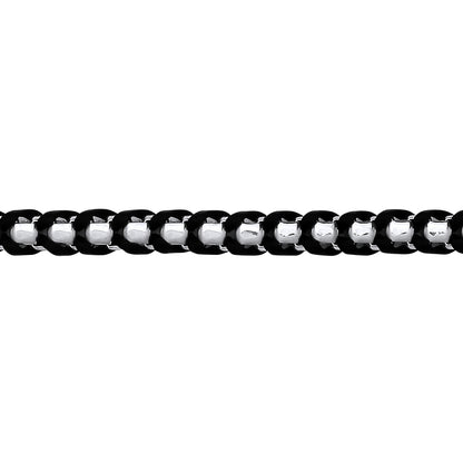 Mens Sterling Silver  Leather Plaited Chain Bracelet 7mm 8.5 inch - GVB578