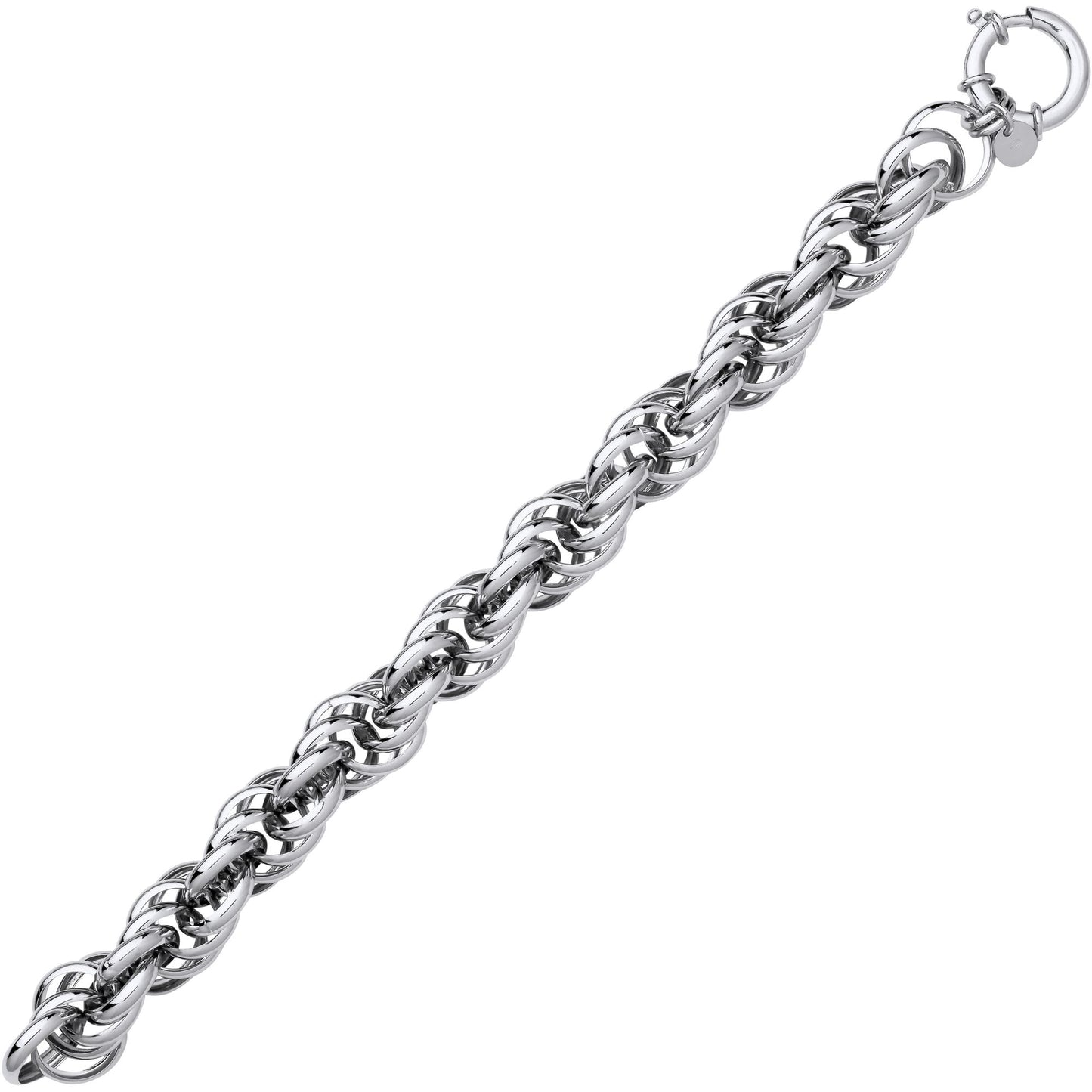 Silver  Chunky Twisted Rope Prince of Wales Chain Bracelet 13mm 8" - GVB581