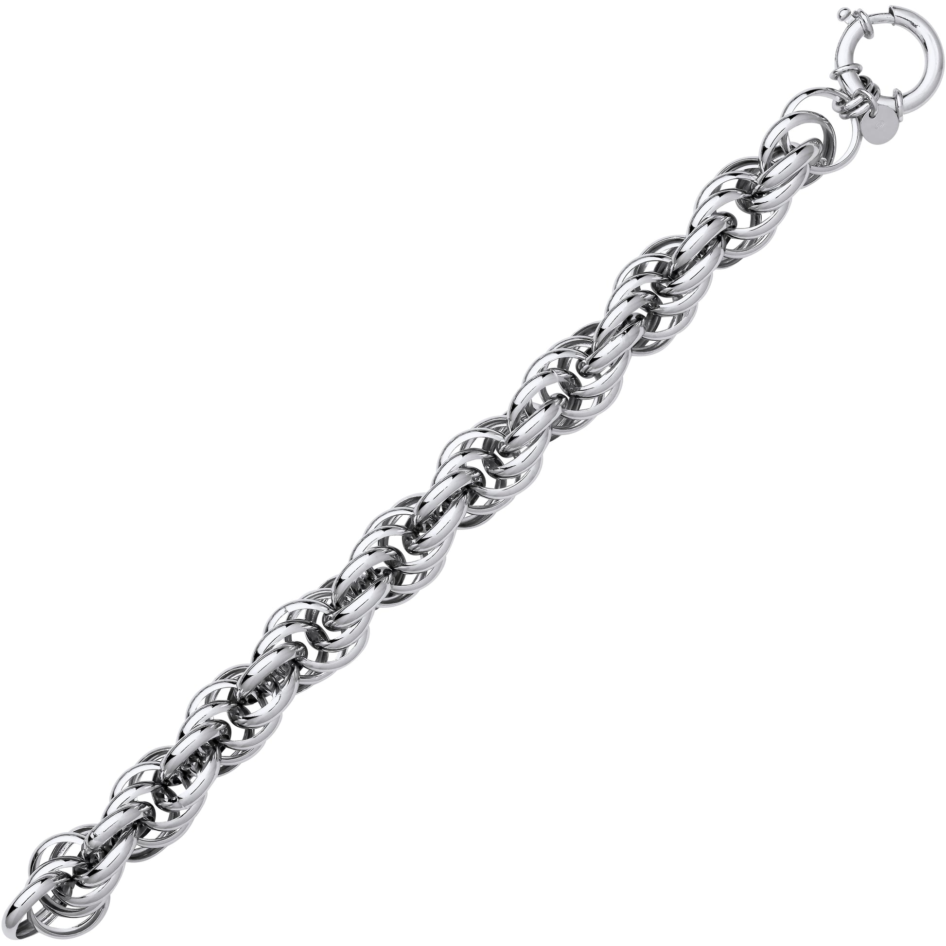 Silver  Chunky Twisted Rope Prince of Wales Chain Bracelet - GVB581