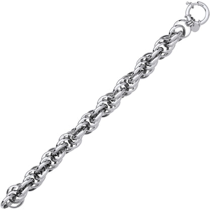 Silver  Chunky Twisted Rope Prince of Wales Chain Bracelet 13mm 8" - GVB581