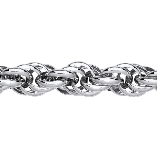 Silver  Chunky Twisted Rope Prince of Wales Chain Bracelet - GVB581