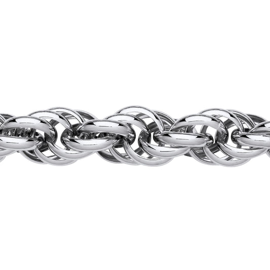 Silver  Chunky Twisted Rope Prince of Wales Chain Bracelet 13mm 8" - GVB581