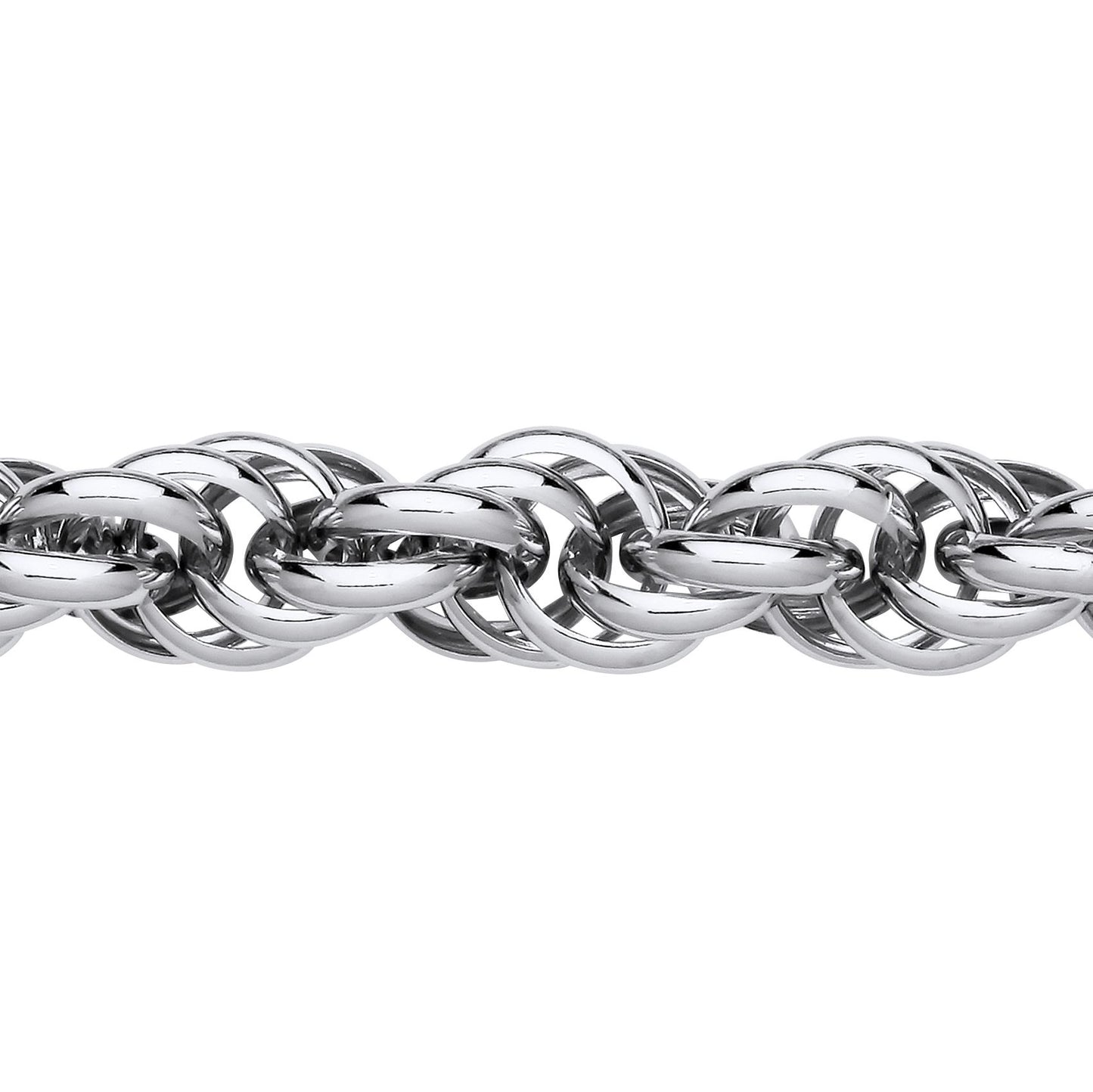 Silver  Chunky Twisted Rope Prince of Wales Chain Bracelet 13mm 8" - GVB581